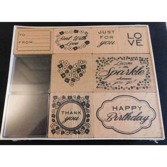 Rubber Stamping Set NIB 8 Stamps with 2 Black Inks - Picture 2 of 2